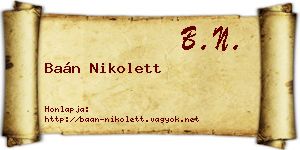 Baán Nikolett névjegykártya